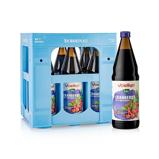 Voelkel - Tranebærsaft, 100 % direktepresset saft, økologisk, 6 x 0,75 l