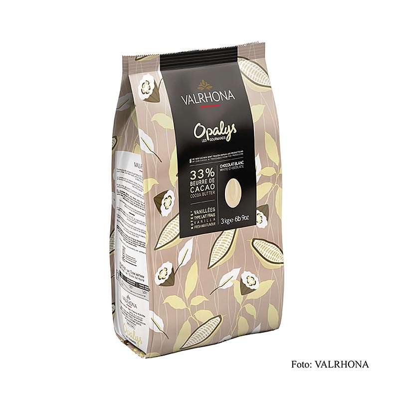 Valrhona Opalys, hvid chokolade, Callets, 33 % kakaosmør, 3 kg