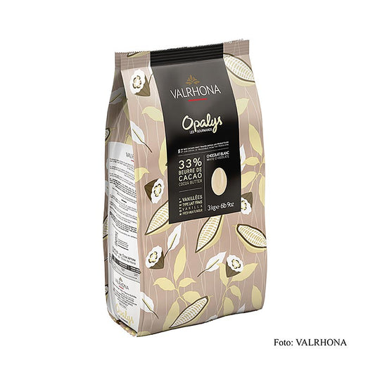 Valrhona Opalys, hvid chokolade, Callets, 33 % kakaosmør, 3 kg