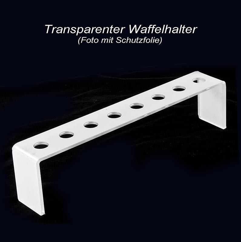 Mini-vafelhornsholder, plexiglas lysegrå, lang, til 8 horn, ø 2 cm, 1 stk