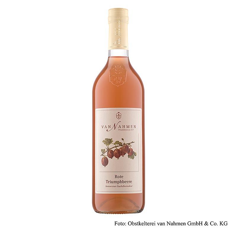 van Nahmen - Rød triumfbærsaft (stikkelsbær), 65 % direkte saft, 750 ml