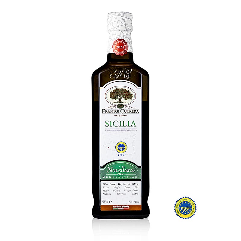 Ekstra jomfruolivenolie, Frantoi Cutrera IGP/g.g.A, 100 % Nocellara del Belice, 500 ml