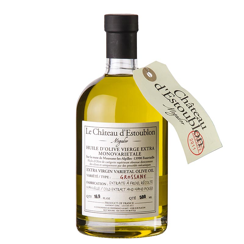 Ekstra jomfruolivenolie, fra Grossane-oliven, Chateau d´Estoublon, 500 ml