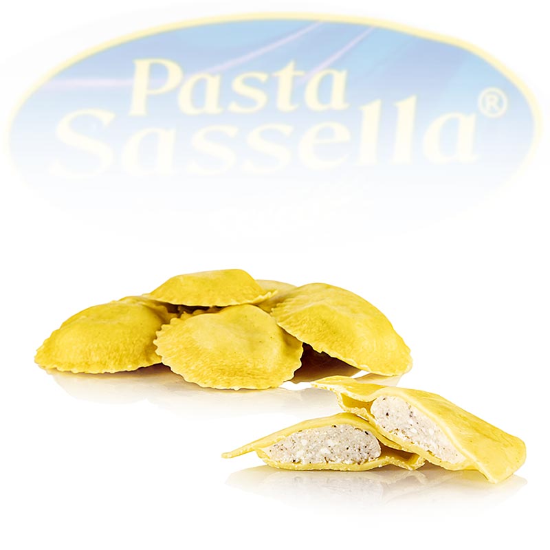 Friske agnolotti med ricotta og trøffelsmag, runde og lyse, Sassella, 500 g