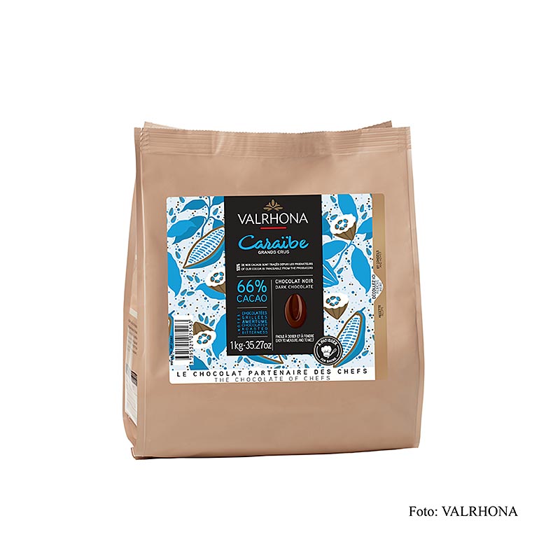 Valrhona Pur Caraibe "Grand Cru", mørk chokolade, callets, 66 % kakao, 1 kg