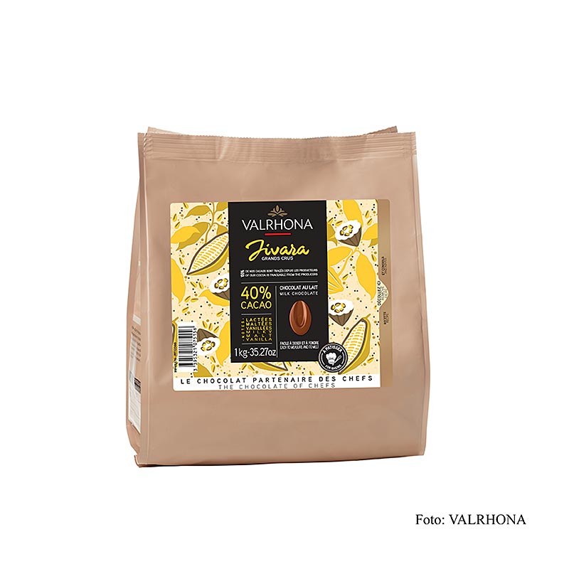 Valrhona Jivara Lactée "Grand Cru", mælkechokolade, callets, 40 % kakao, 1 kg