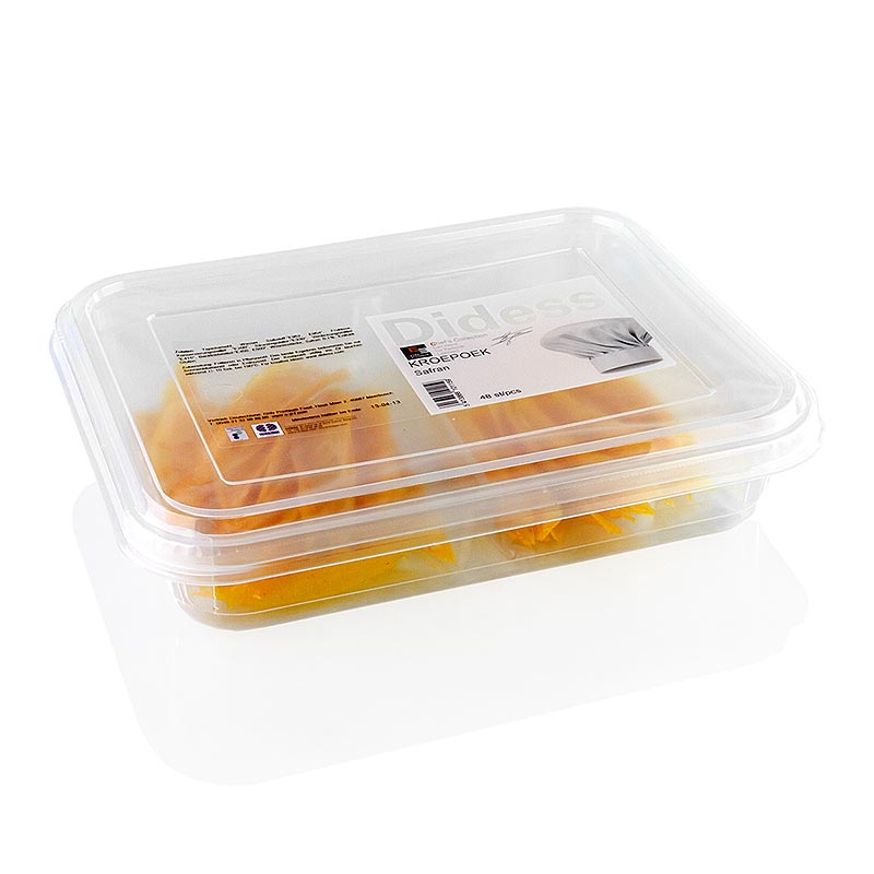 Kroepoek med safran, ubagt, gul, 105 g, 48 stk