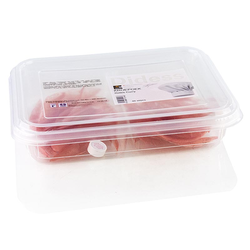 Kroepoek med rød karry, ubagt, rød, 105 g, 48 stk