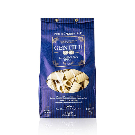 Pastificio Gentile Gragnano IGP - Rigatoni, bronzeformet, 500 g