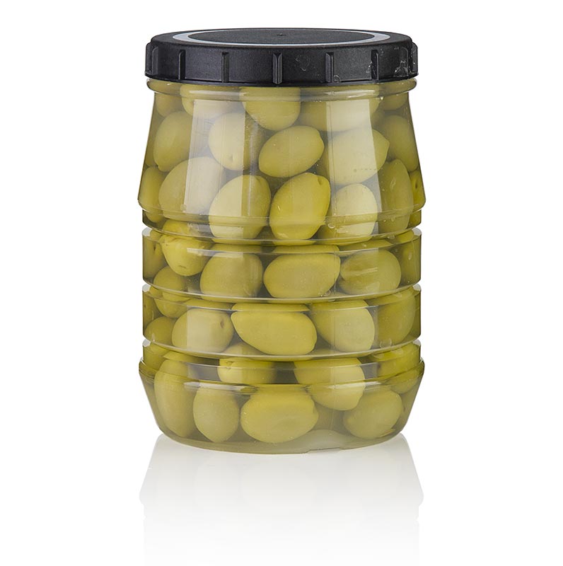 Grønne oliven, med sten, i lage, Linos, 1,5 kg