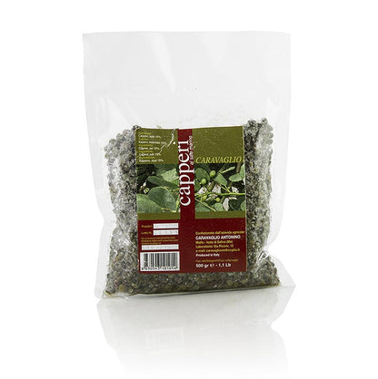 Liliput-kapers ø 7-8 mm, håndsorteret, tørlagt, i havsalt, Caravaglio, 500 g