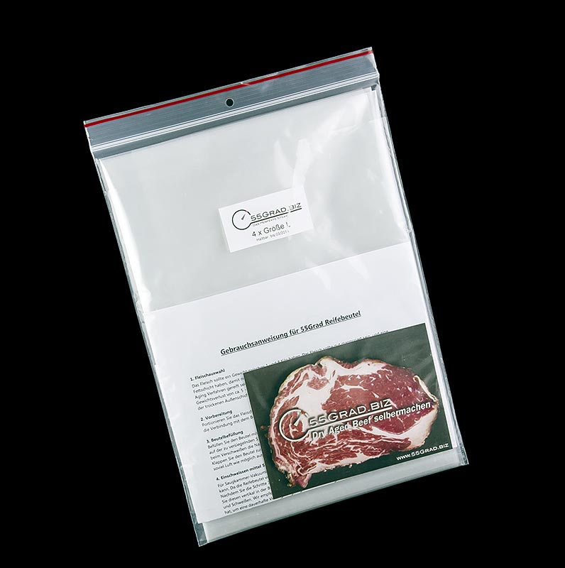 Membran-modningspose størrelse L, 300x600 mm, til Dry Aged Beef, 55GRAD, 5 stk