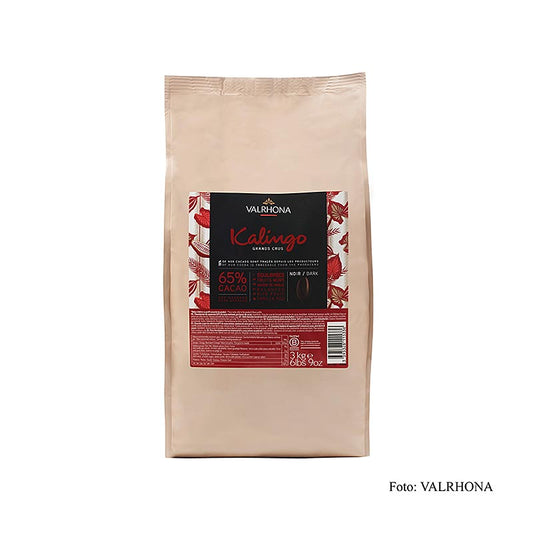 Valrhona Kalingo, mørk couverture, callets, 65 % kakao, rene Grenada-bønner, 3 k