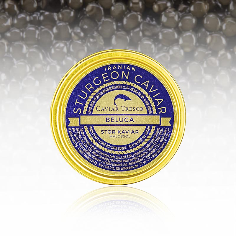 Beluga kaviar Malossol fra Hausen (huso huso), akvakultur Iran, 125 g
