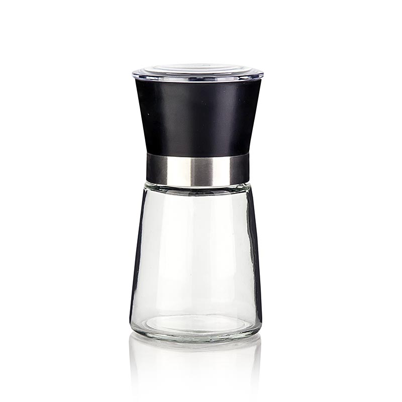 Salt-/peberkværn, keramisk kværn, glasbeholder, rustfri stålring, 1 stk