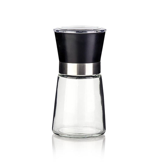 Salt-/peberkværn, keramisk kværn, glasbeholder, rustfri stålring, 1 stk