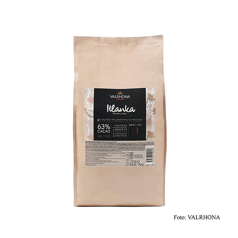 Valrhona Illanka, mørk couverture, callets, 63 % kakao, Peru, 3 kg