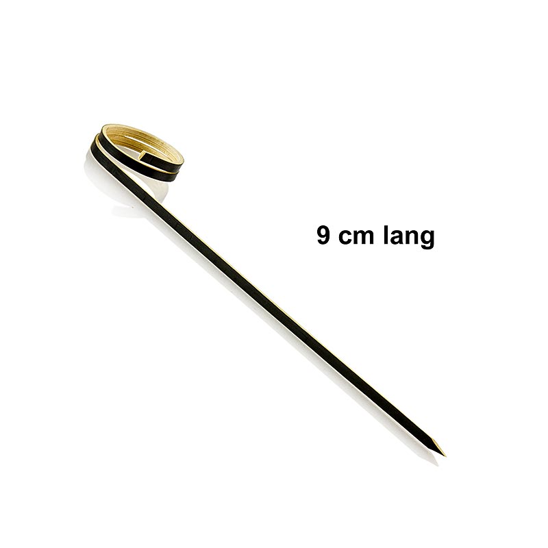Bambus-spyd, med løkke (ringende), sort, 9 cm, 100 stk