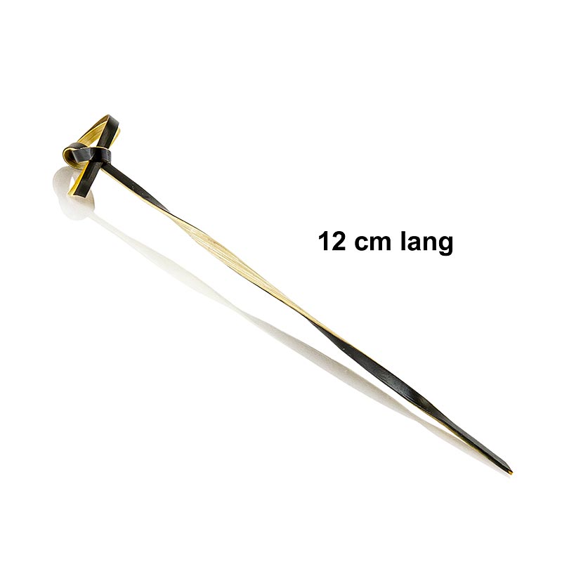 Bambusspyd, med knude i enden, snoet, sort, 12 cm, 250 stk