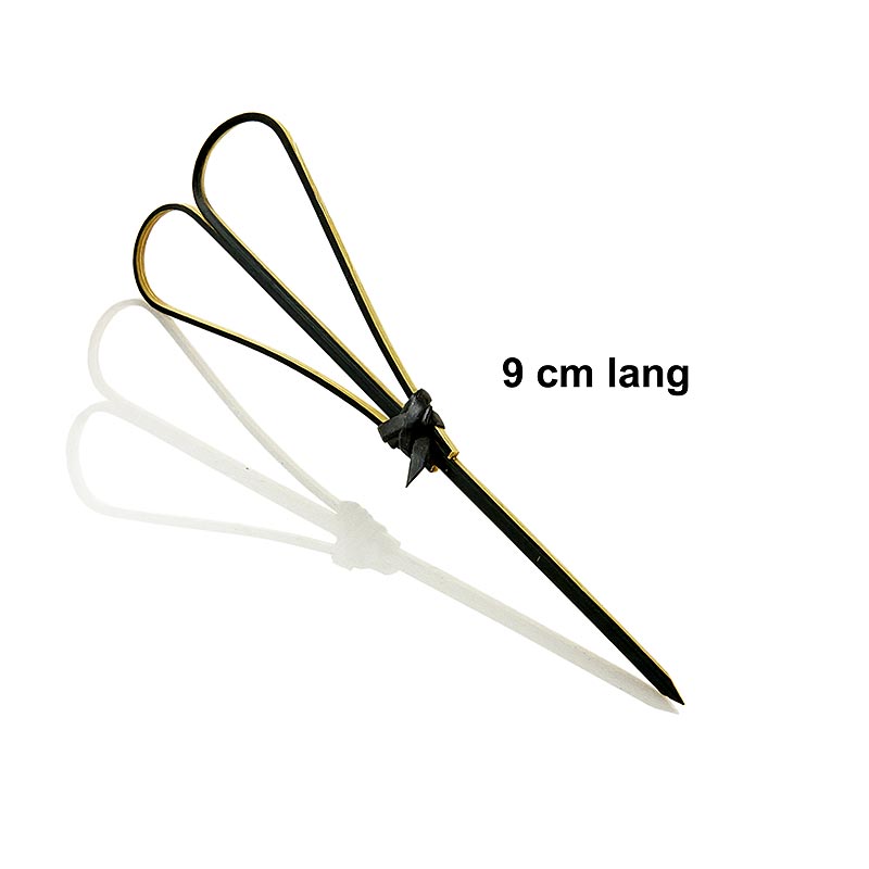 Bambuspinde, med hjerte, sort, 9 cm, 100 stk