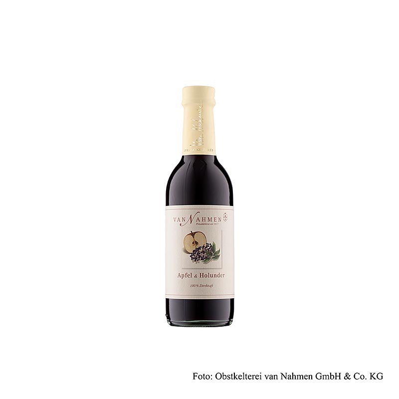 van Nahmen – Æble-hyldebærsaft, 100 % direktepresset saft, økologisk, 250 ml