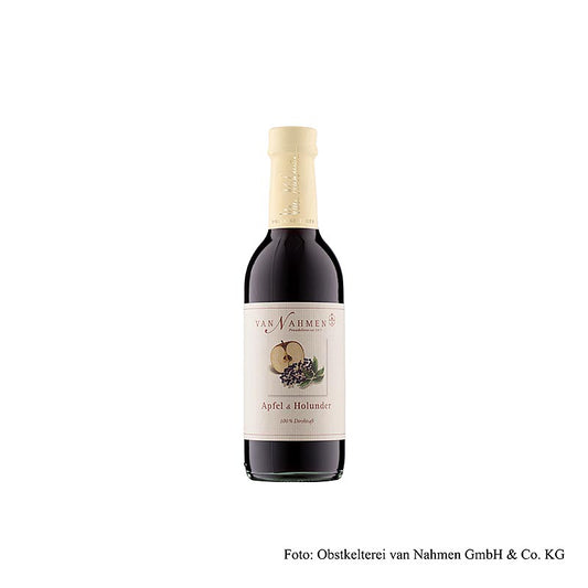 van Nahmen – Æble-hyldebærsaft, 100 % direktepresset saft, økologisk, 250 ml