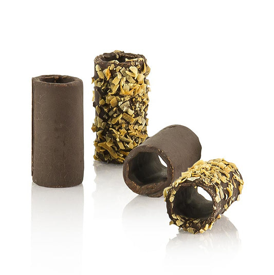 Mini chokolade- og kokos-canneloni, mørk chokolade, 2 cm Ø, 5 cm, 935 g, 110 St