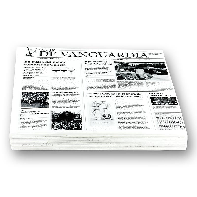 Engangs snackpapir med avistryk, ca. 290 x 300 mm, De Vanguardia, 500 ark