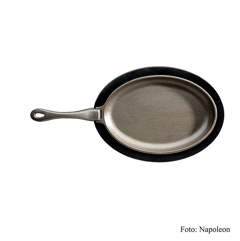 Napoleon grilltilbehør - Oval støbejernspande, aftagelig. Håndtag, silikonebund, 3 tlg.
