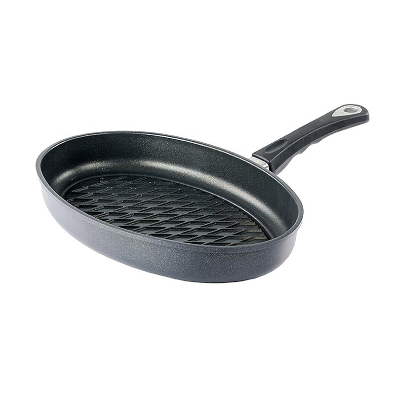 AMT Gastroguss, grillpande, oval, induktion, med BBQ-rombemønster 35x24 cm, 1 st