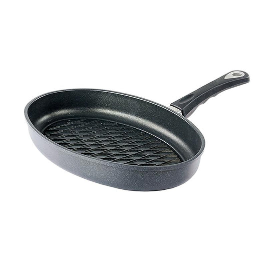 AMT Gastroguss, grillpande, oval, induktion, med BBQ-rombemønster 35x24 cm, 1 st