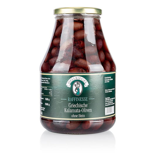 Sorte oliven, uden sten, Kalamata-oliven, i lage, 2,6 kg