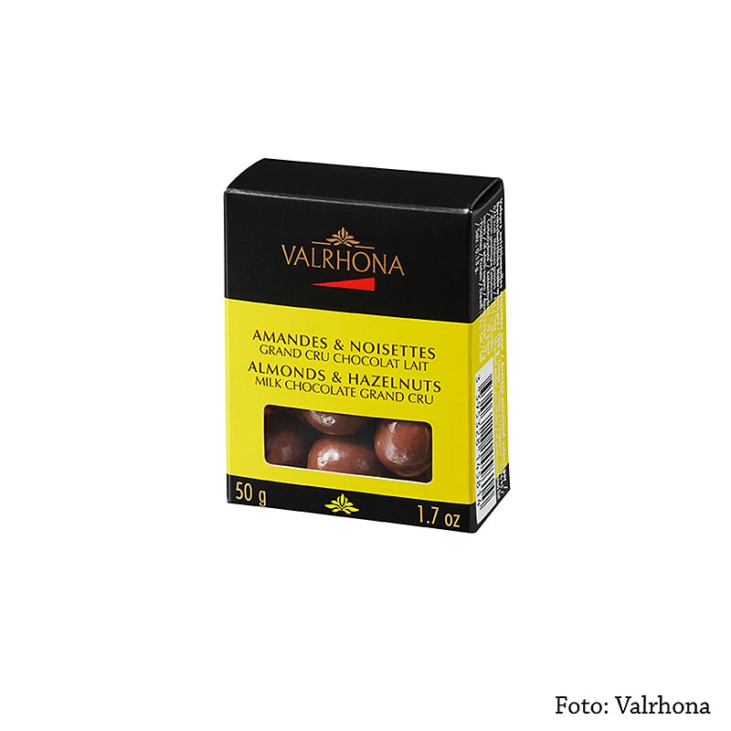 Valrhona Equinoxe kugler – mandler/hasselnødder i mælkechokolade, 50 g