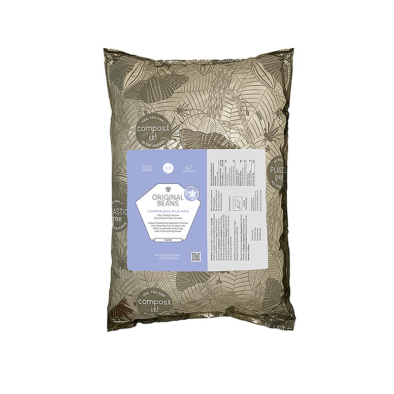 Esmeraldas Milk Ecuador, 42 %, mælkekouverture, callets, Original Beans, økologi