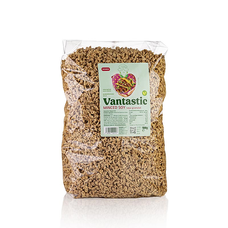 hakket soja - sojagranulat, vegansk, Vantastic Foods, 1,5 kg