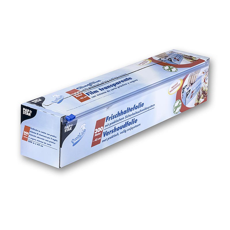 PVC-fødevarefolie med skæresystem, 45 cm x 300 m, Papstar, 1 stk.