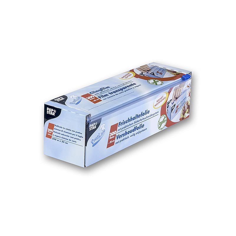 PVC-fødevarefolie med skæresystem, 30 cm x 300 m, Papstar, 1 stk