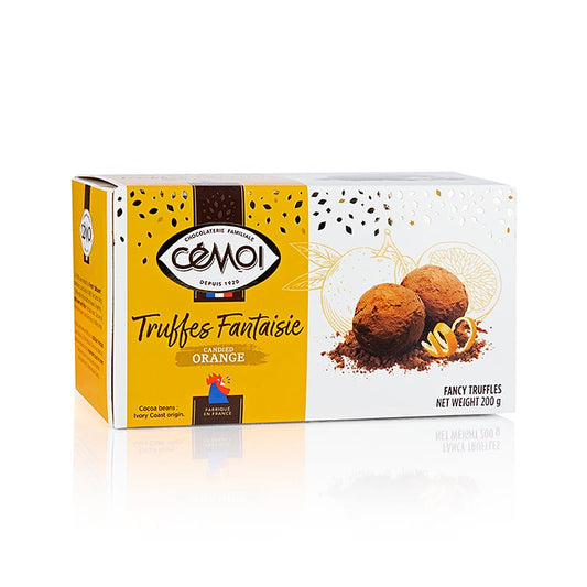 Trøffelkonfekt – praliner, Cemoi, med appelsin, Frankrig, 200 g