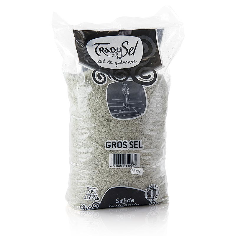 Havsalt, groft, gråt, fugtigt, Guerande/Frankrig, TradySel, 5 kg