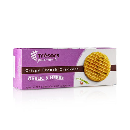 Barsnack Tresors - Sprøde franske mini-vafler med hvidløg og urter, 95 g