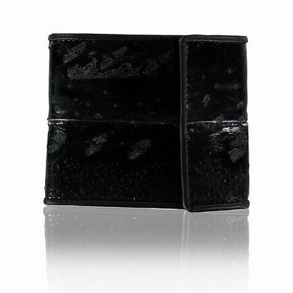 Kreditkartenetui für 6 KK, mit Druckknopf, Stör-/Rinderleder, schwarz, 11x9x2cm, 1 St