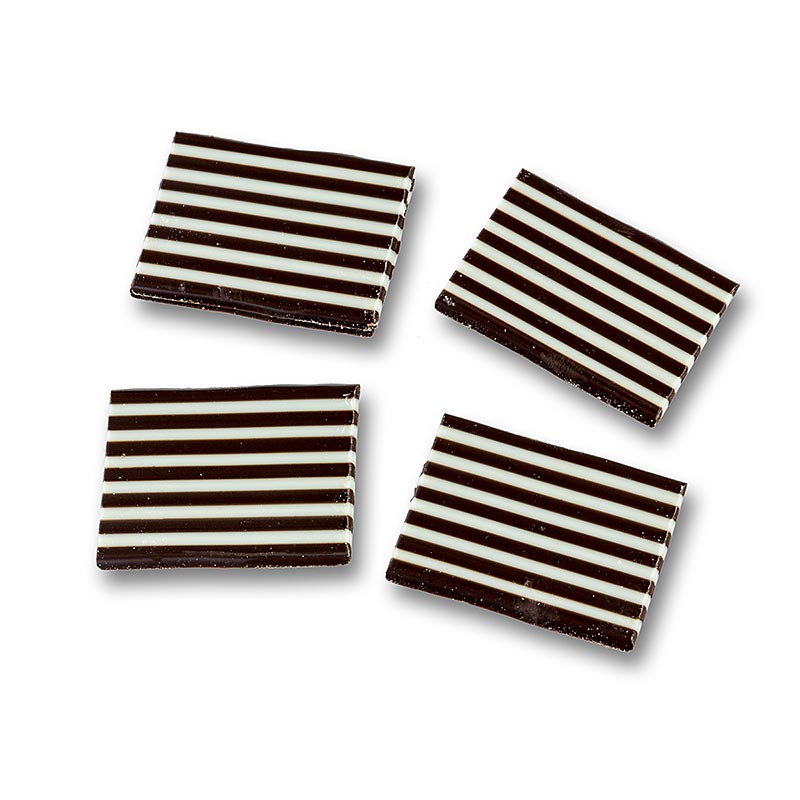 Dekorationsplader "Domino rektangel" hvid/mørk chokolade stribet, 32x49 mm, 1,2 kg, ca. 380 St