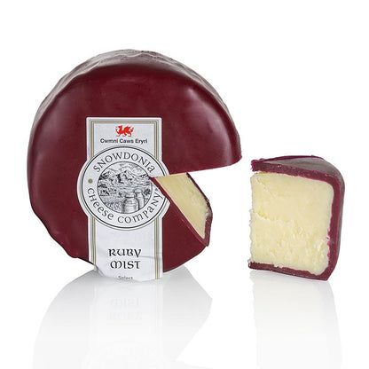 Snowdonia - Ruby Mist, Cheddarost med portvin og brandy, rødbrun voks, 200 g