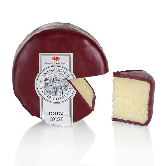 Snowdonia - Ruby Mist, Cheddarost med portvin og brandy, rødbrun voks, 200 g