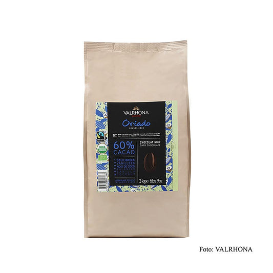 Valrhona Oriado, mørk couverture, callets, 60 % kakao, økologisk, 3 kg