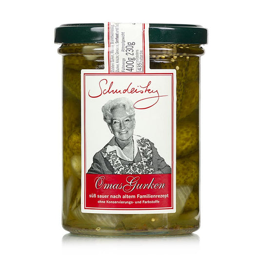 Omas agurker, syltet i sød-sur lage, Schudeisky, 400 g