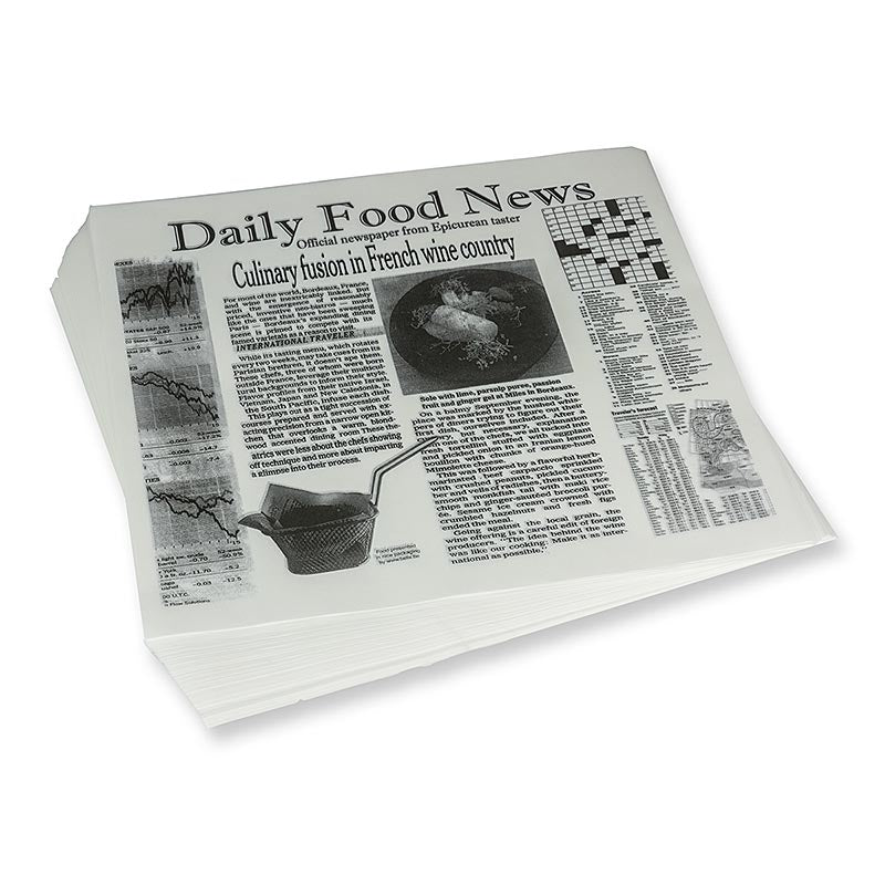 Engangs snackpapir med avistryk, ca. 310 x 285 mm, Daily News, 500 ark