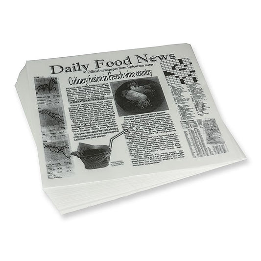 Engangs snackpapir med avistryk, ca. 310 x 285 mm, Daily News, 500 ark