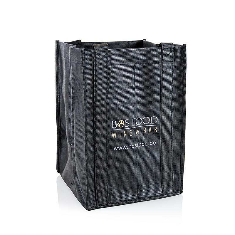 Greenbag bæretaske til 4 flasker, sort, med CHEF FOOD-logo, 1 stk