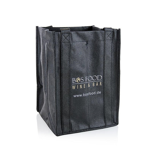 Greenbag bæretaske til 4 flasker, sort, med CHEF FOOD-logo, 1 stk
